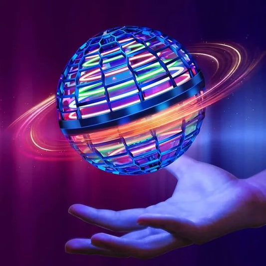 Gyrosphere Flying Spinner – Rechargeable 360° Rotating Mini Flying Ball Toy with LED Lights | Fun for Kids & Adults