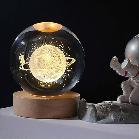“Crystal Ball Night Light – Elegant Spacewalk Lamp for Bedroom, Office, and Home Décor”