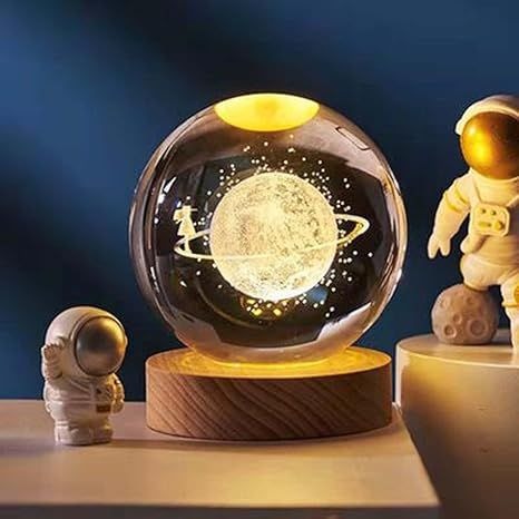 “Crystal Ball Night Light – Elegant Spacewalk Lamp for Bedroom, Office, and Home Décor”
